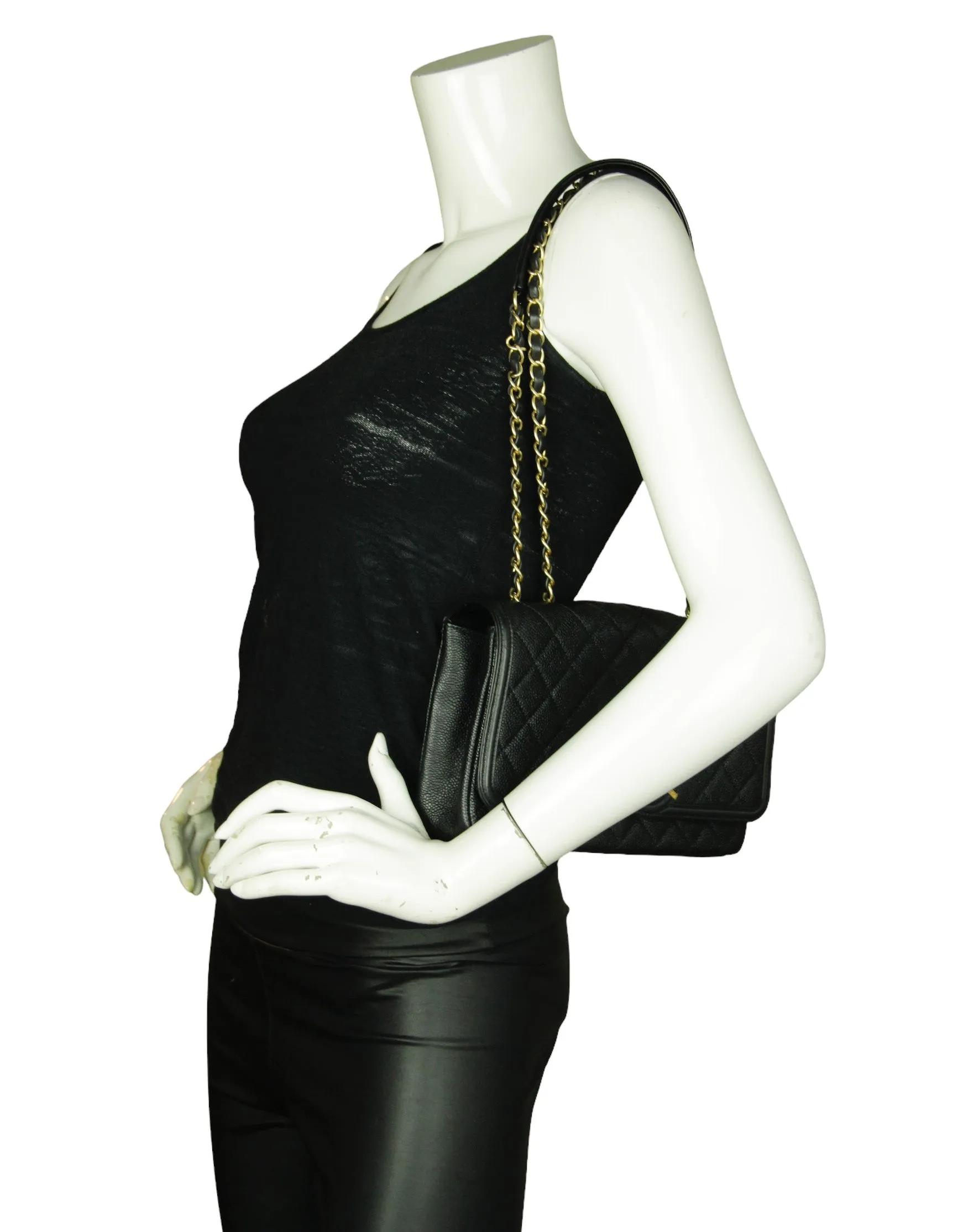 Chanel Black Caviar Medium CC Filigree Flap Crossbody Bag