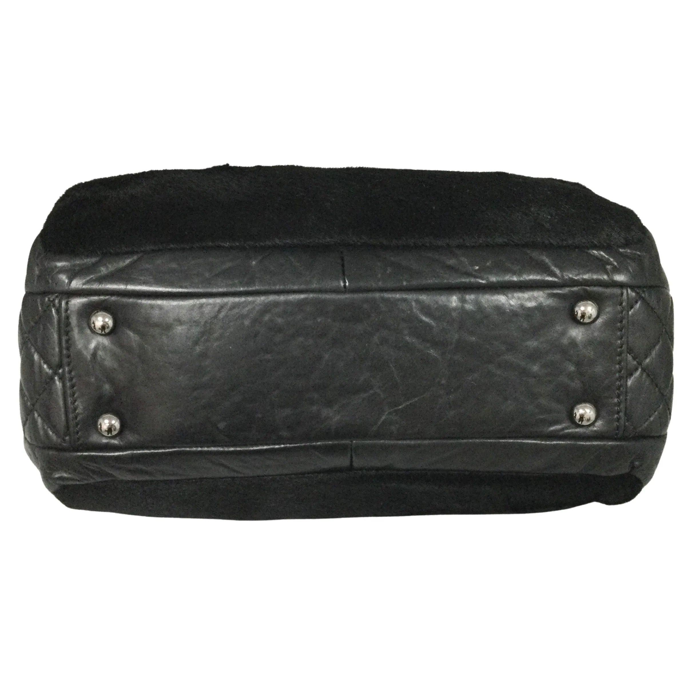 Chanel Pony and Leather Frame Black Calf Hair Clutch