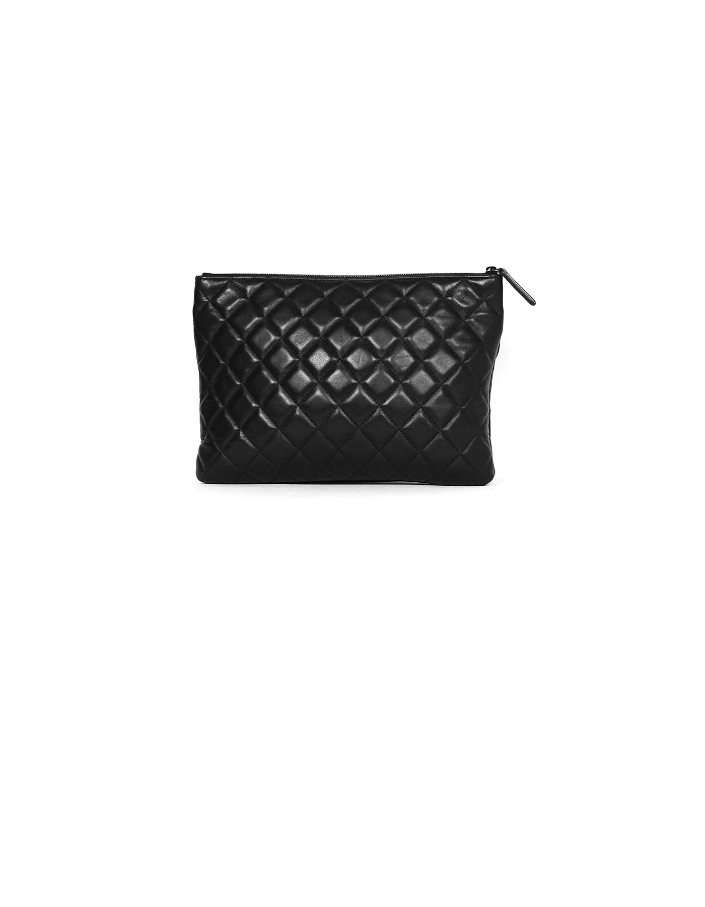 Chanel SO Black Lambskin Quilted Pouch
