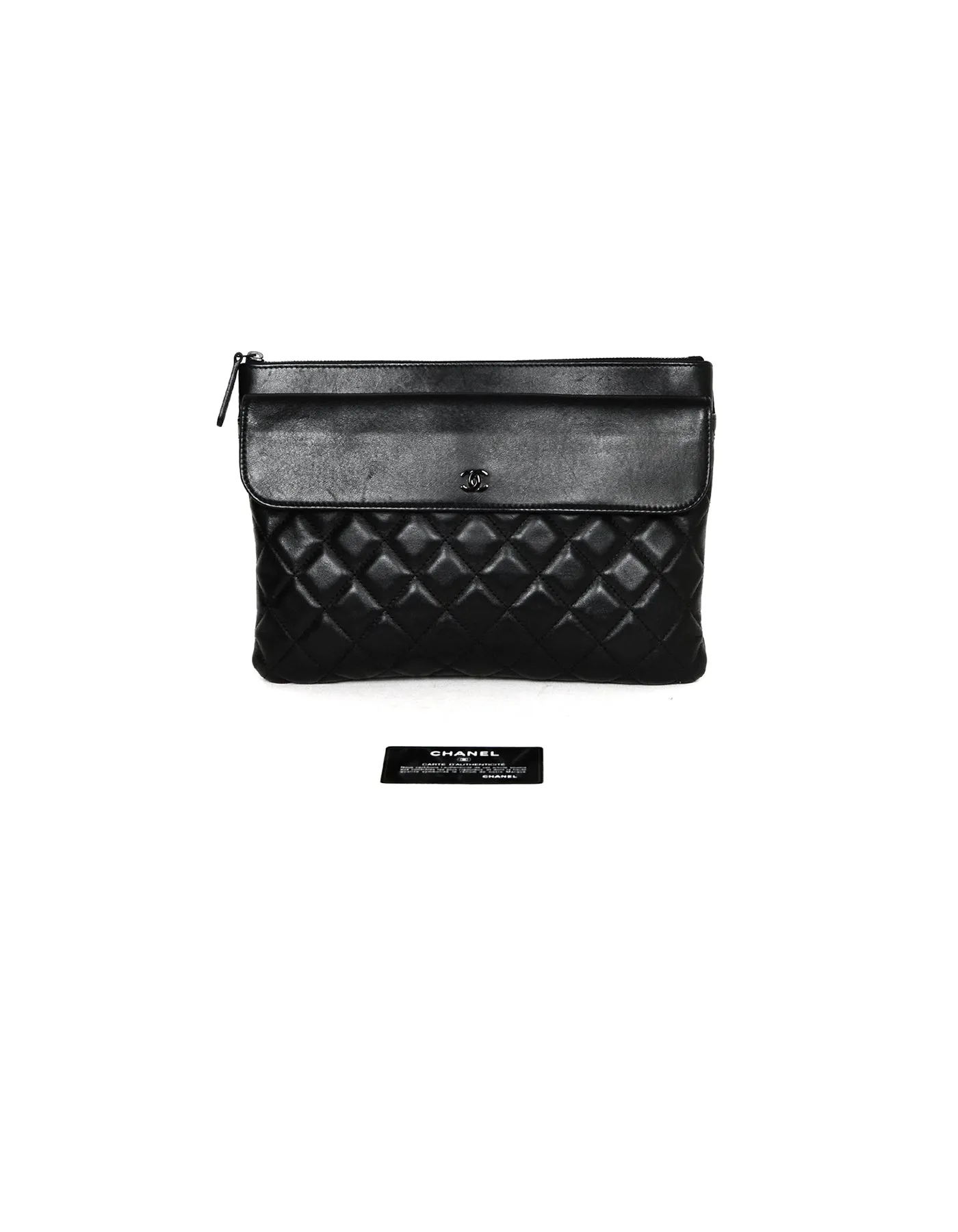 Chanel SO Black Lambskin Quilted Pouch