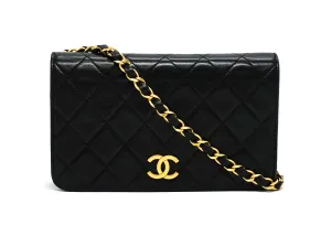 Chanel Vintage Black Lambskin Mini Classic Full Flap Bag