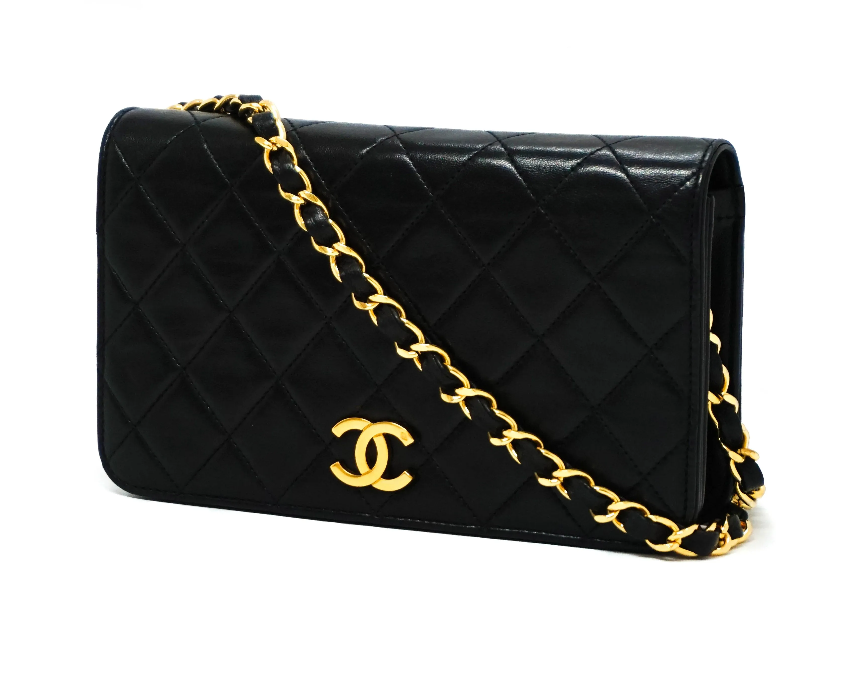 Chanel Vintage Black Lambskin Mini Classic Full Flap Bag