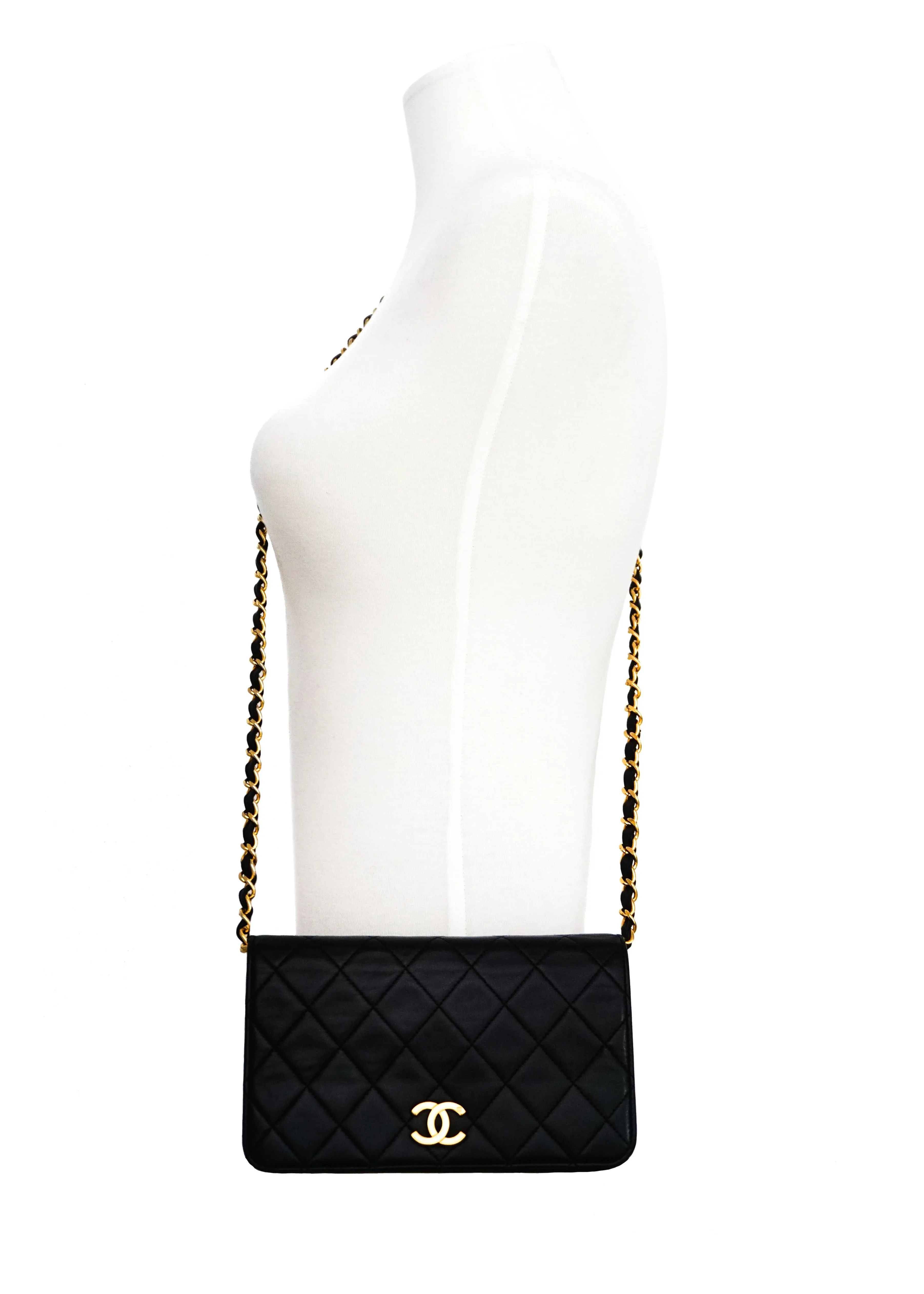 Chanel Vintage Black Lambskin Mini Classic Full Flap Bag
