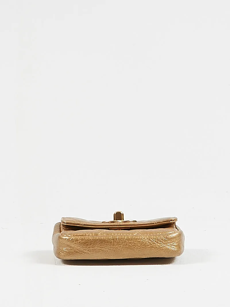 Chanel Vintage Gold Micro Mini Flap Bag GHW
