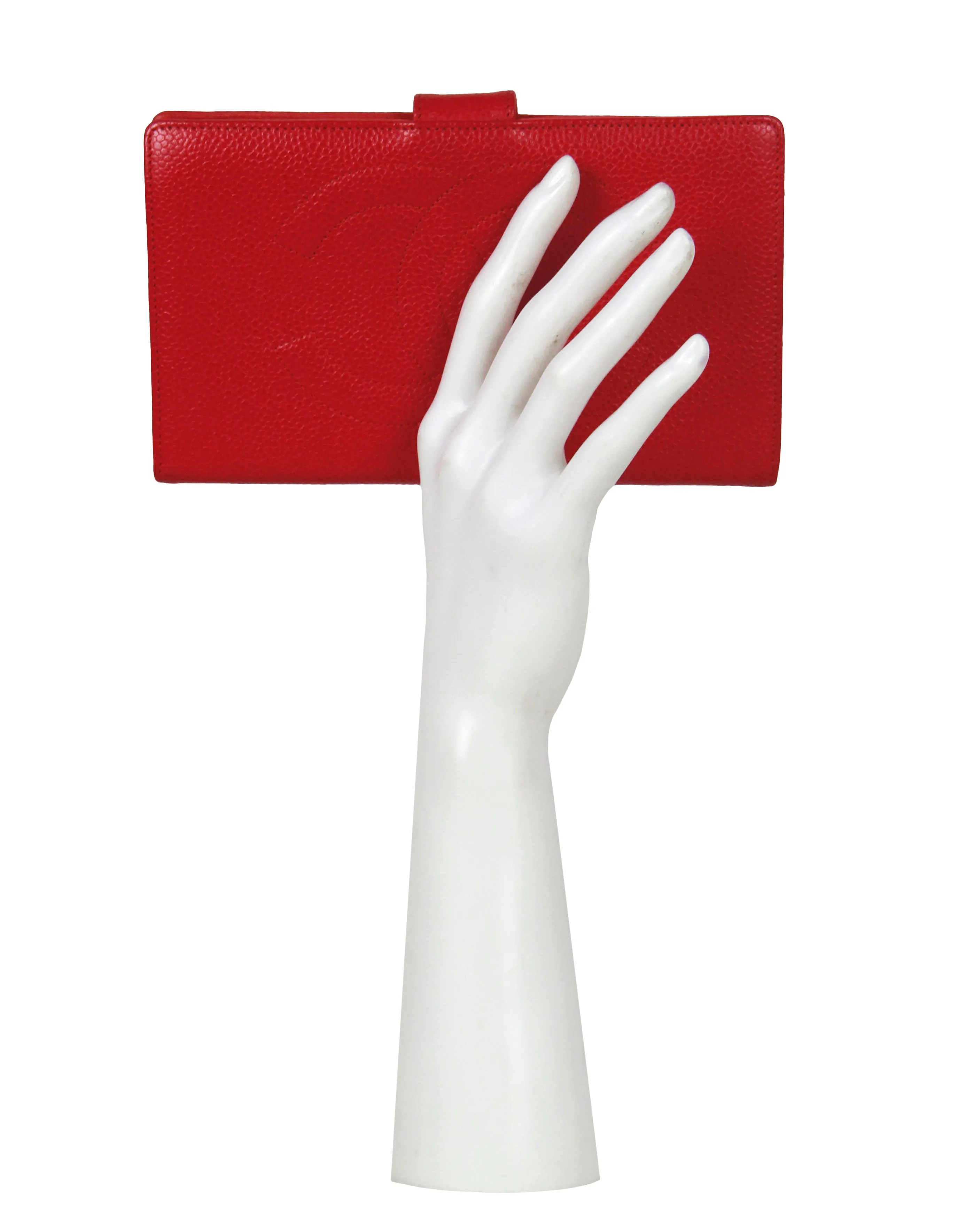 Chanel Vintage Red Caviar Leather Timeless CC Long Wallet