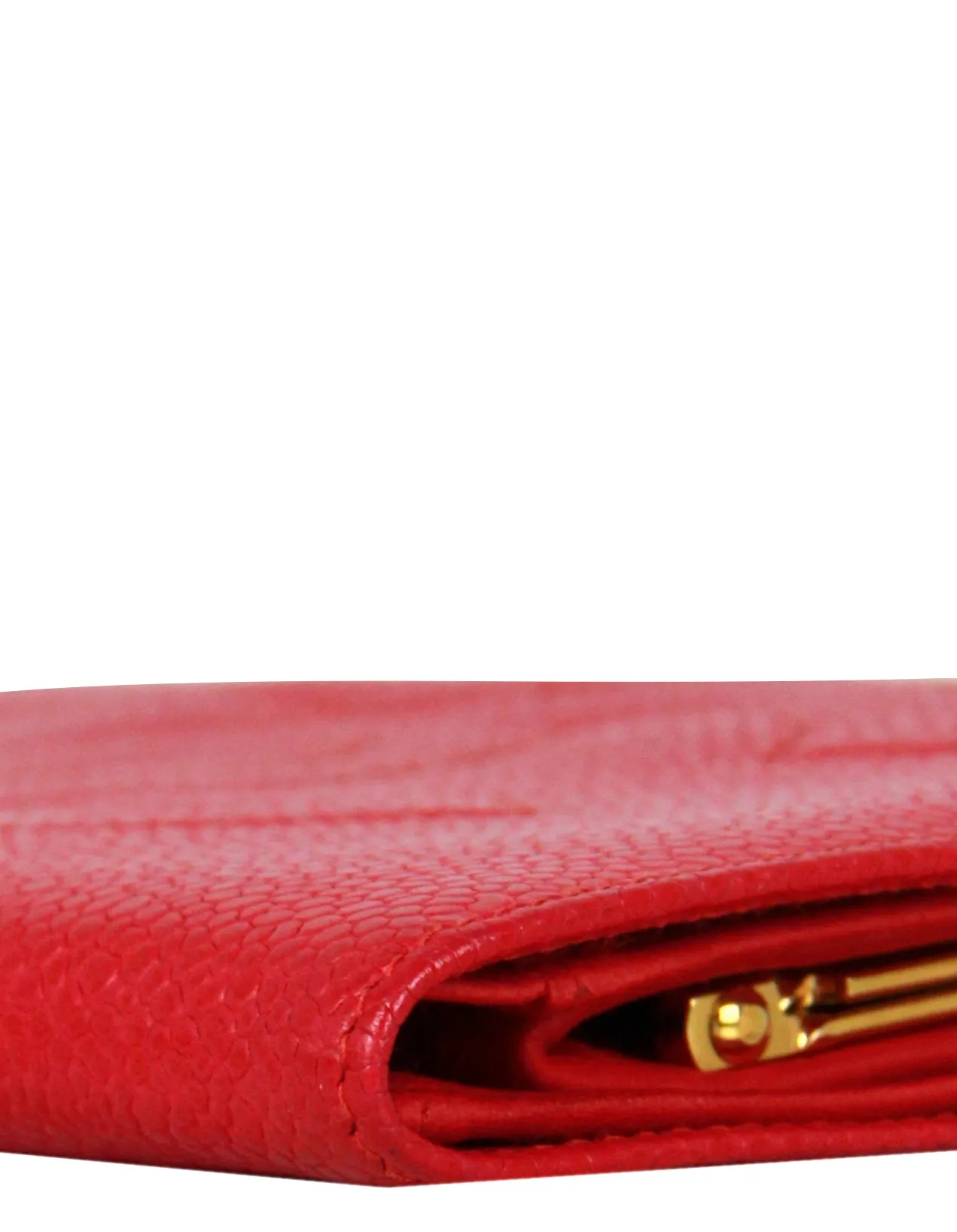 Chanel Vintage Red Caviar Leather Timeless CC Long Wallet
