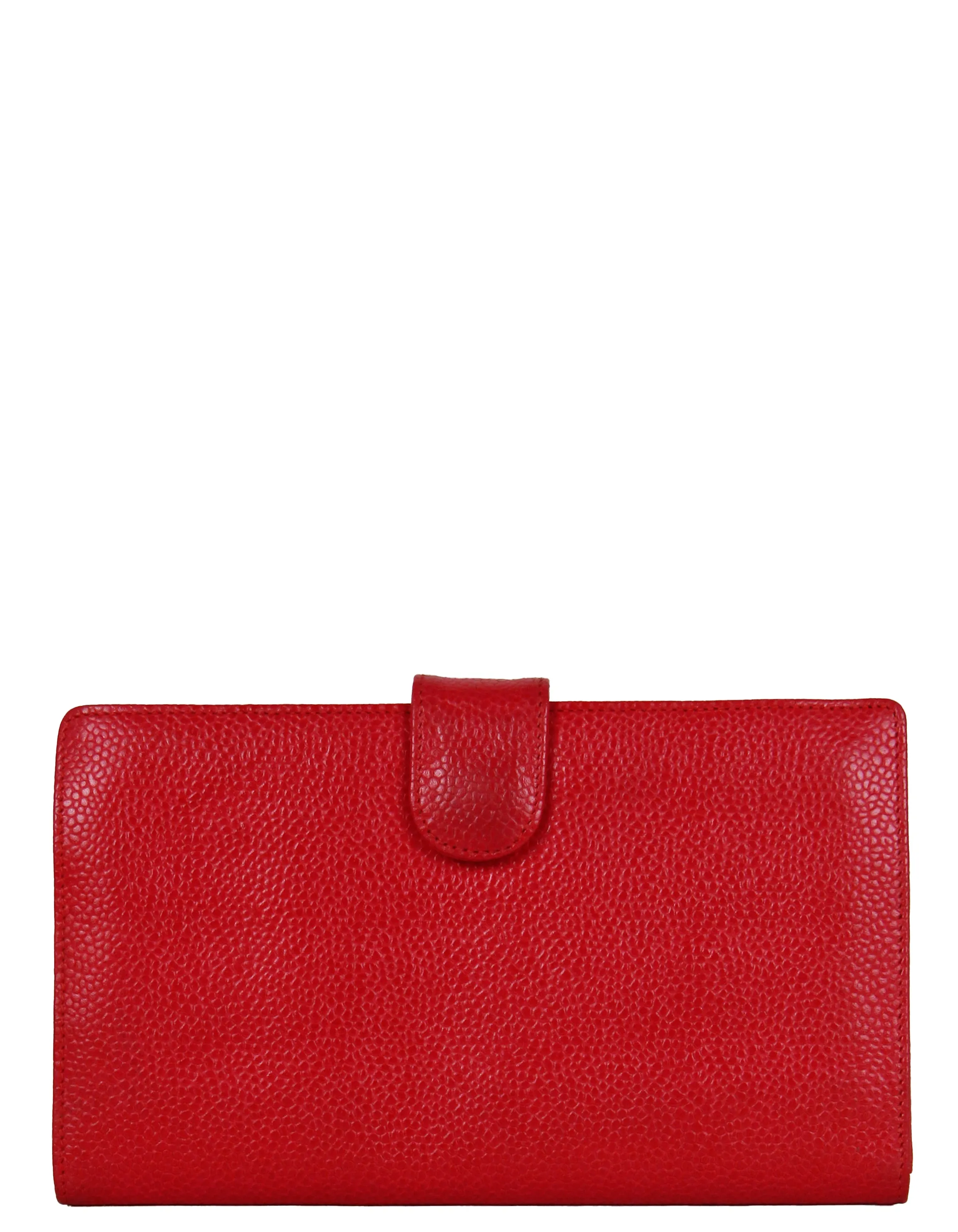 Chanel Vintage Red Caviar Leather Timeless CC Long Wallet