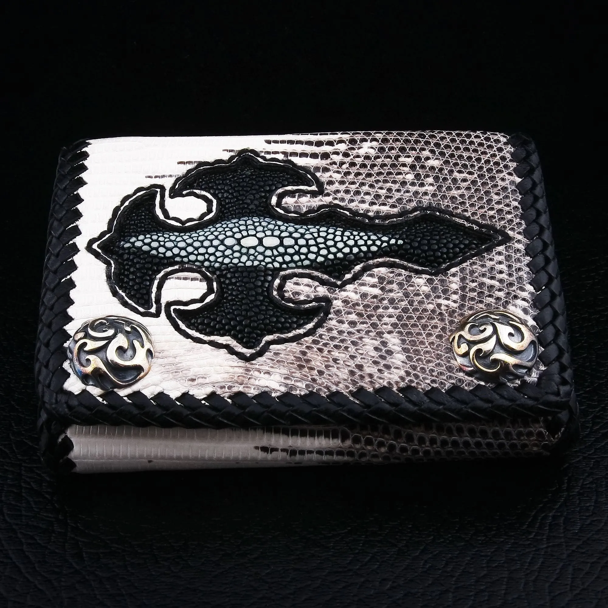 Cross Lizard Leather Chain Wallet