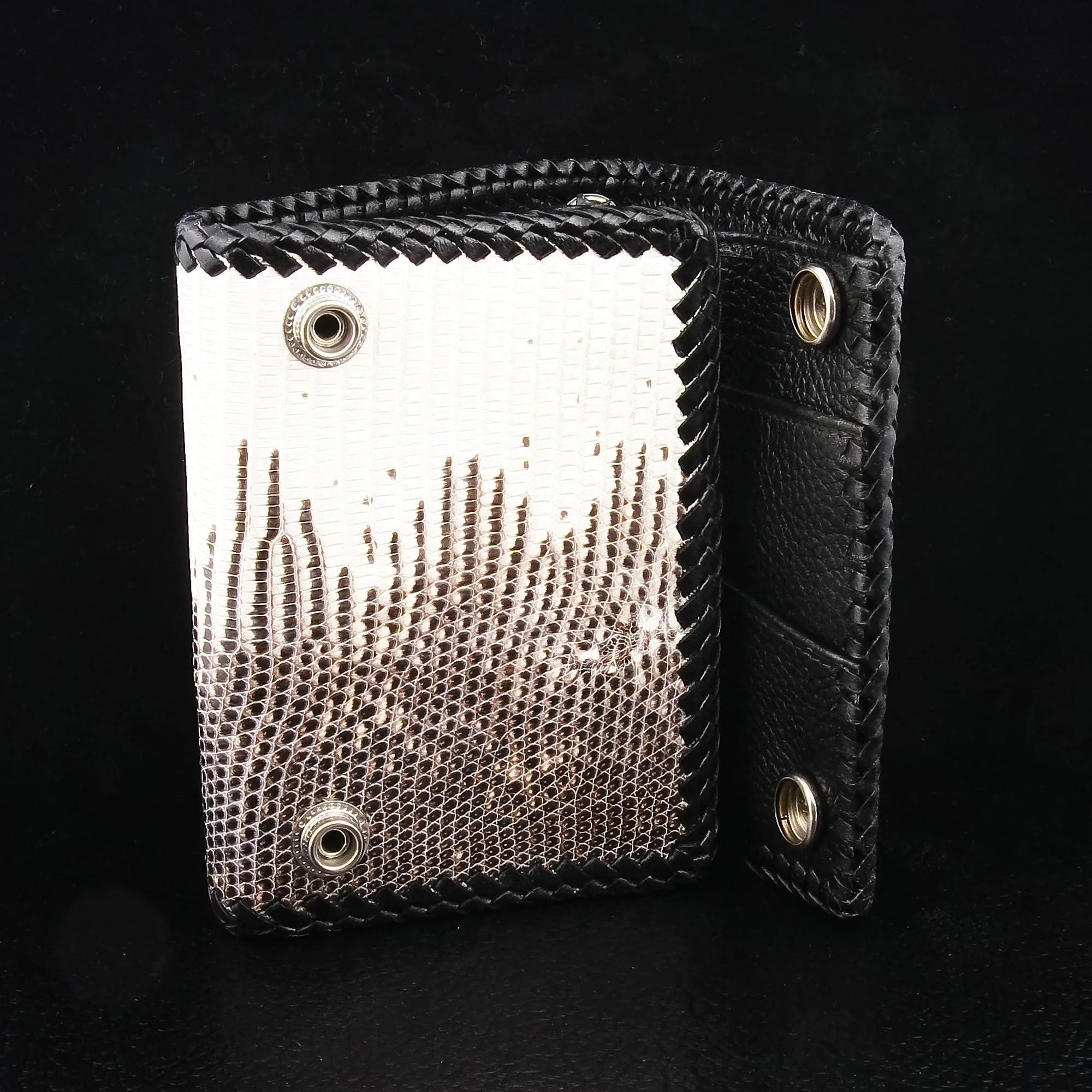 Cross Lizard Leather Chain Wallet