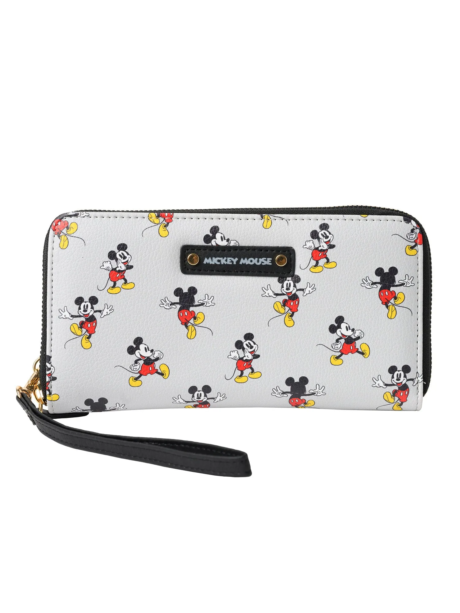 Disney Women's Mickey Mouse Wallet Zip Around Wristlet All-Over Character Print