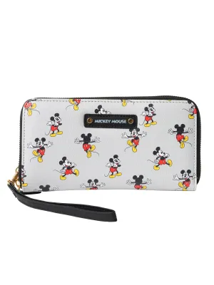 Disney Women's Mickey Mouse Wallet Zip Around Wristlet All-Over Character Print