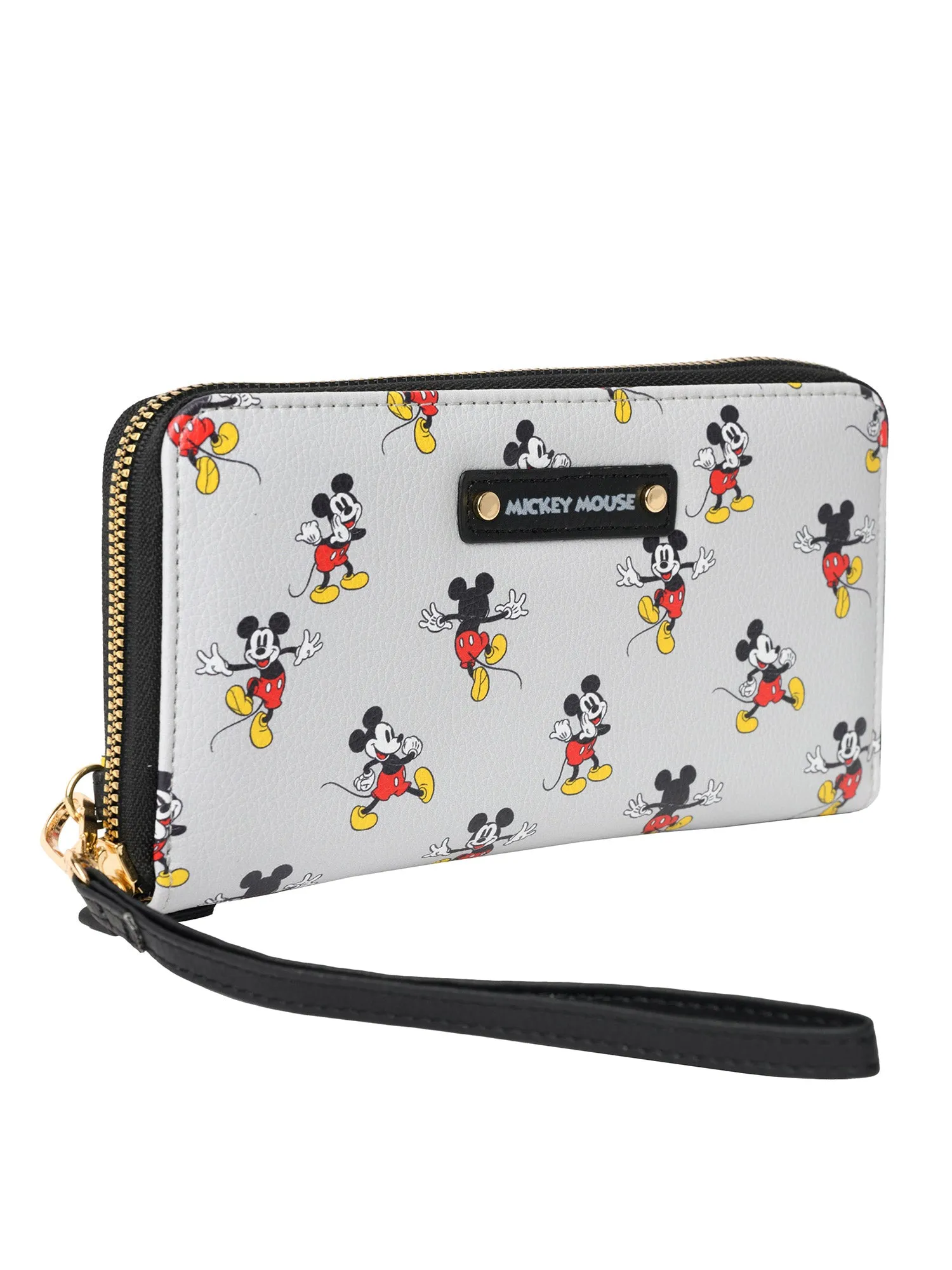 Disney Women's Mickey Mouse Wallet Zip Around Wristlet All-Over Character Print
