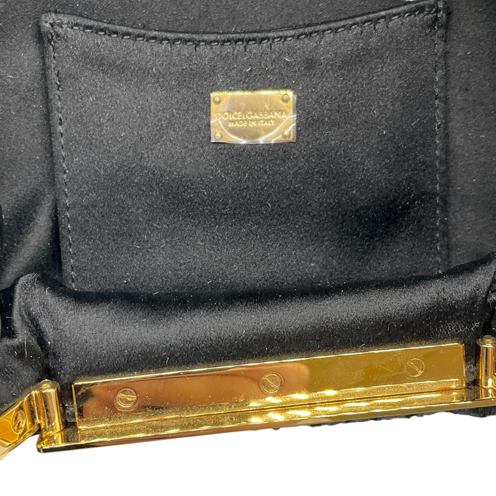 Dolce & Gabbana Black Lace and Stones Frame Clutch