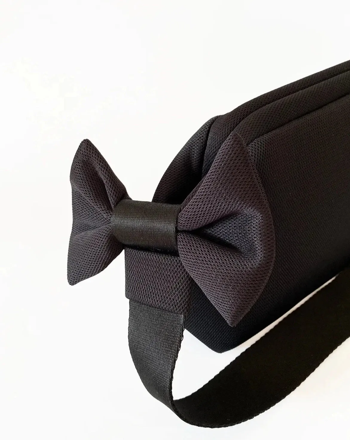 Elegant Black Bow Detail Shoulder and Handbag with Detachable Strap