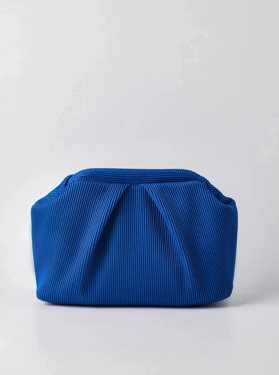 Elegant Navy Pleated Clutch Handbag