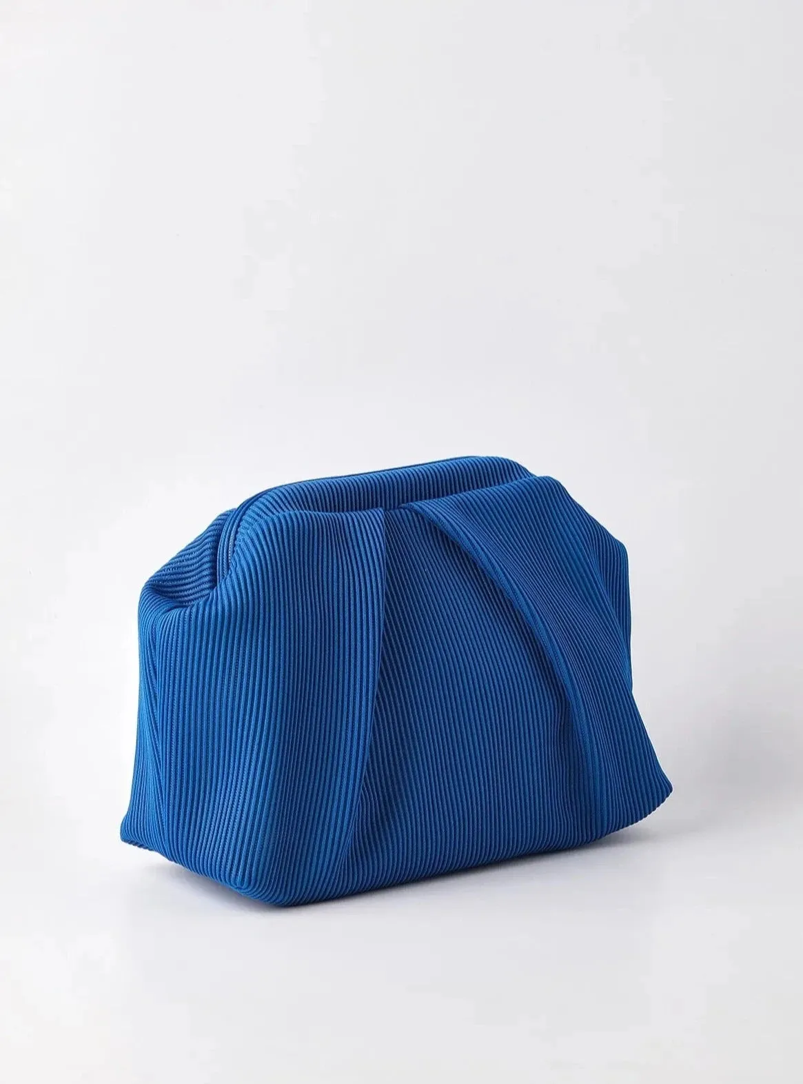 Elegant Navy Pleated Clutch Handbag