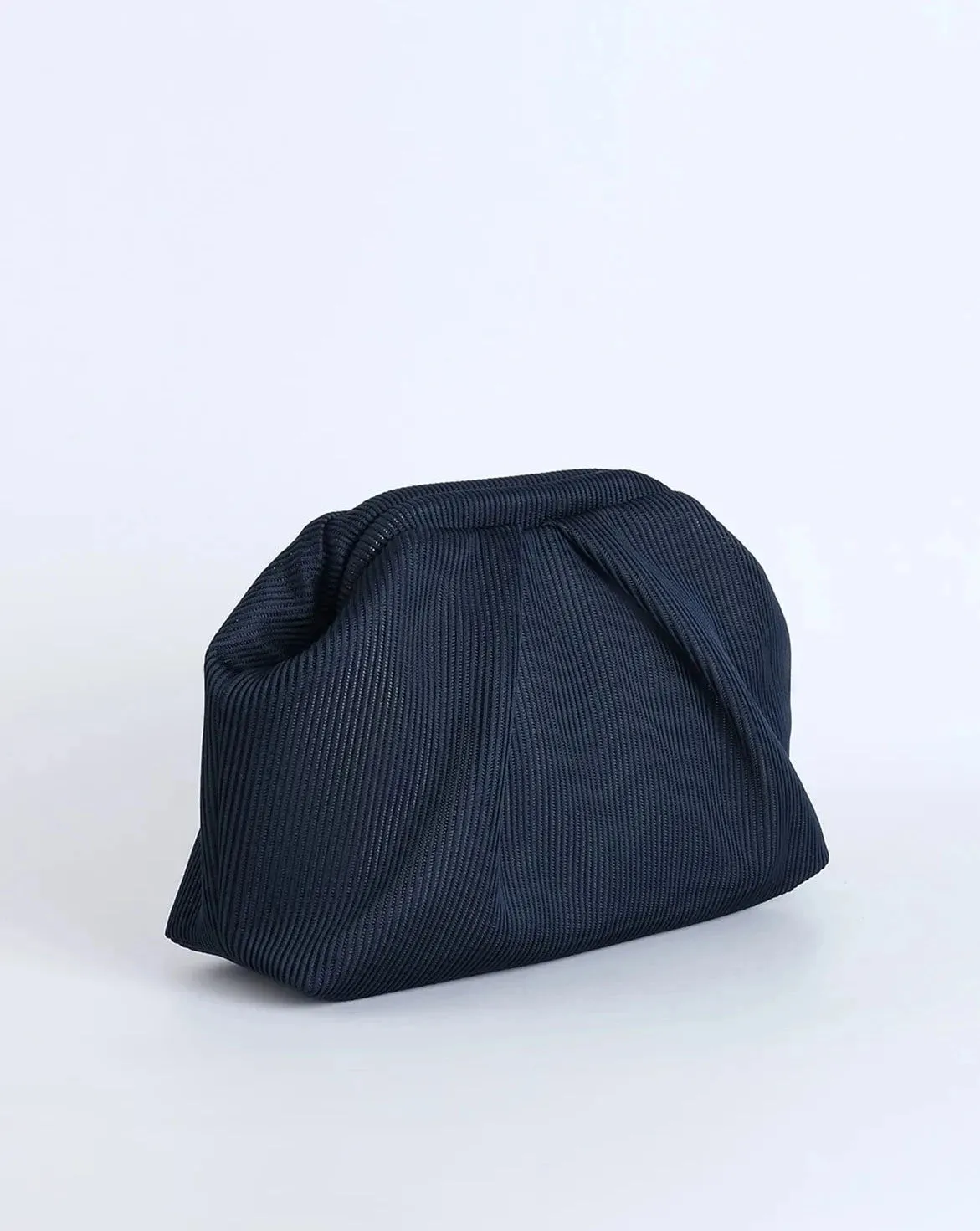 Elegant Navy Pleated Clutch Handbag