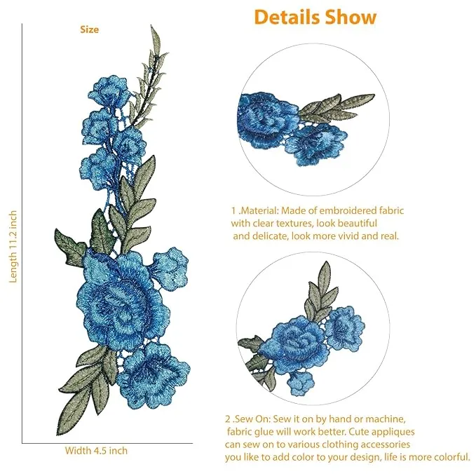 Embroidery Flower Patch for Men's & Women's Fashion