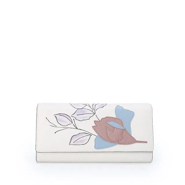 Fashion New plant flowers womens wallets and purses long retro ladies hands bags multifunction buckle credit card holder