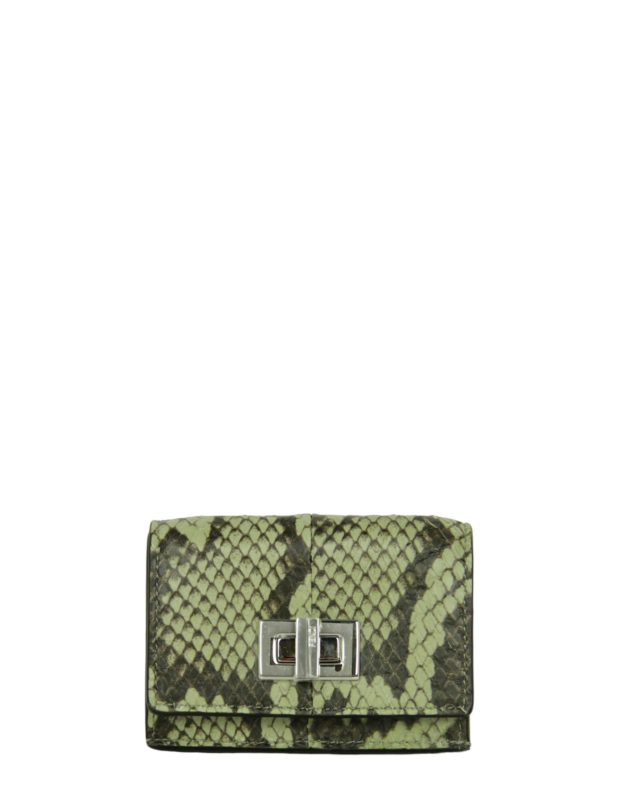 Fendi Green Tea Python Micro Trifold Wallet
