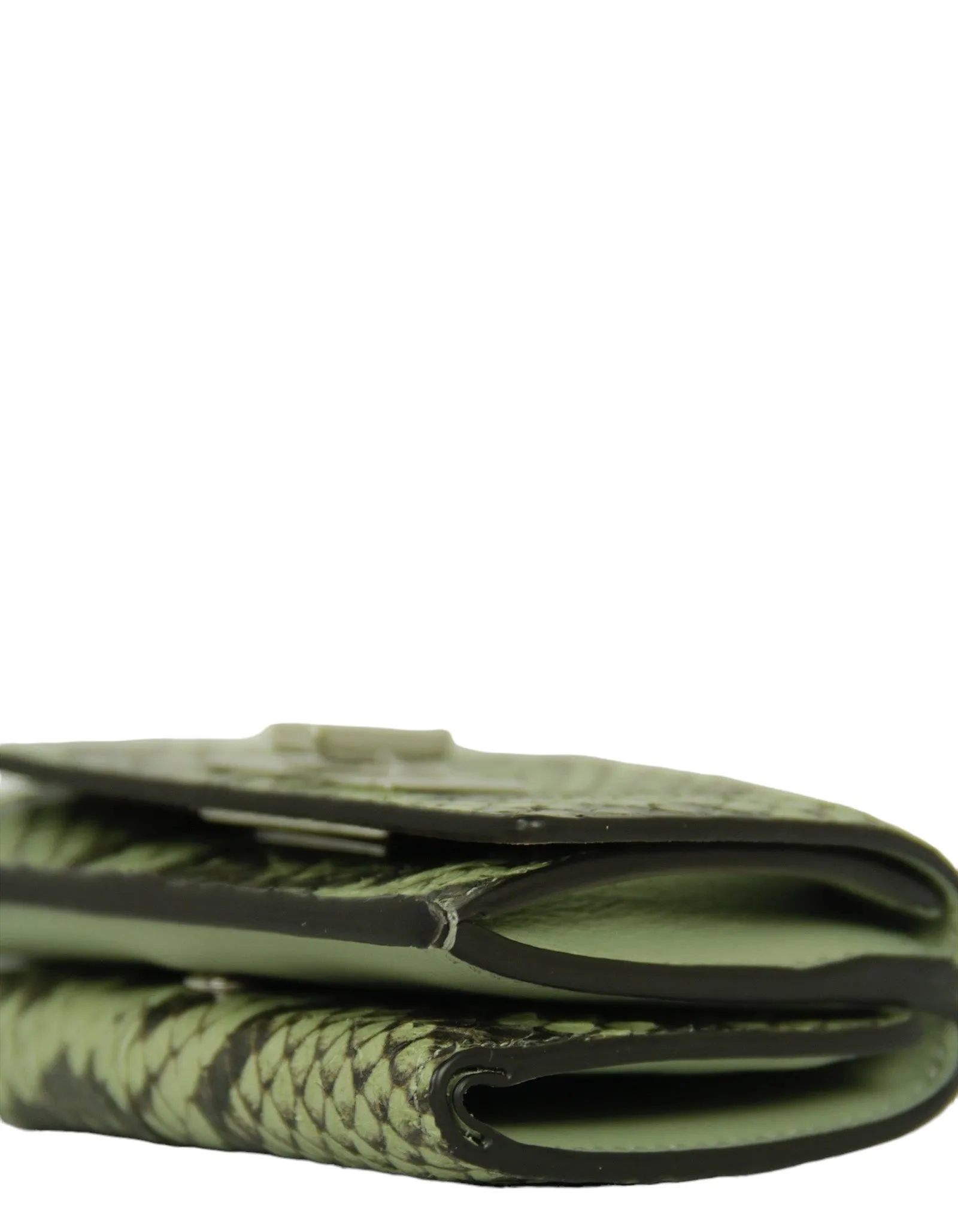 Fendi Green Tea Python Micro Trifold Wallet