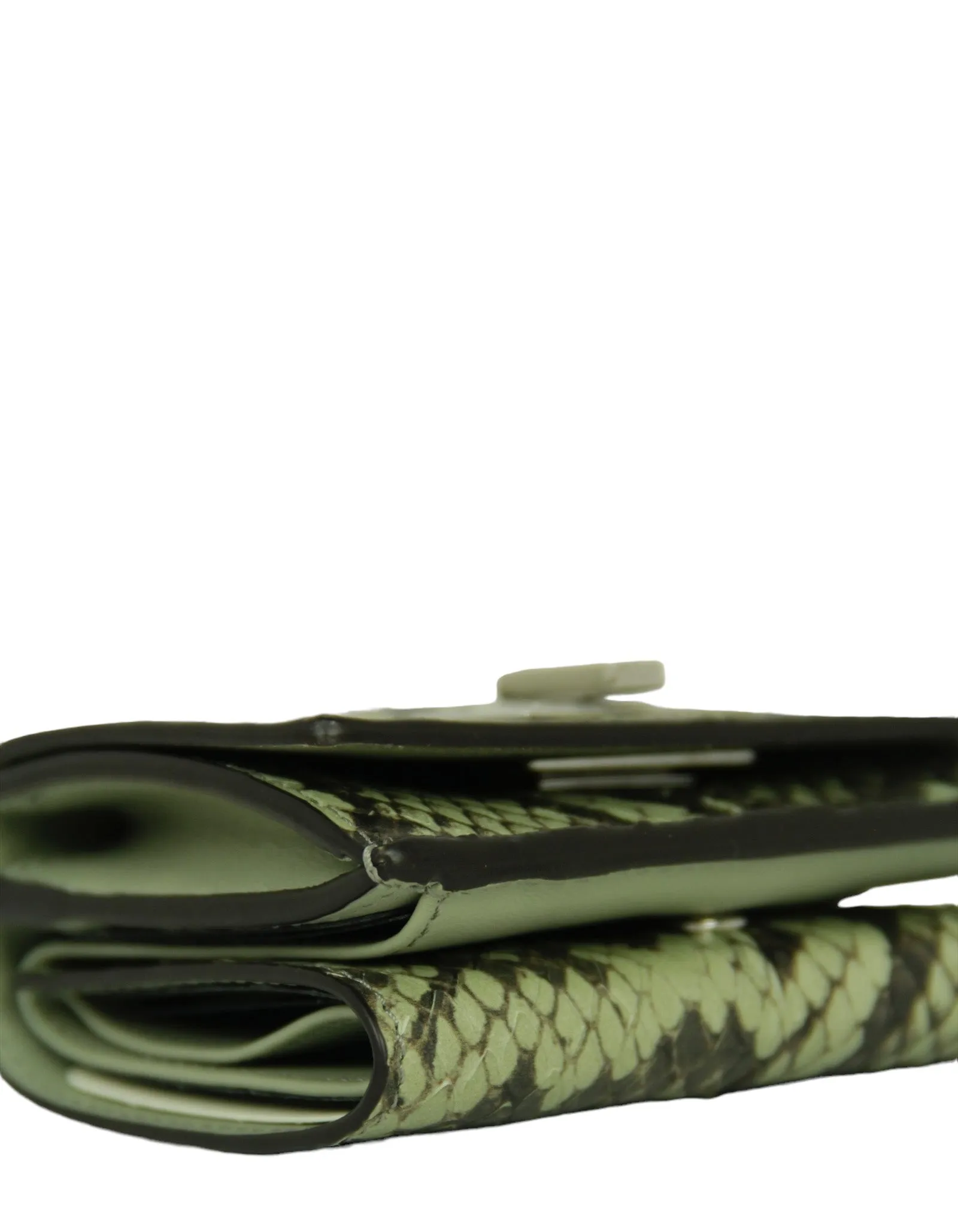 Fendi Green Tea Python Micro Trifold Wallet