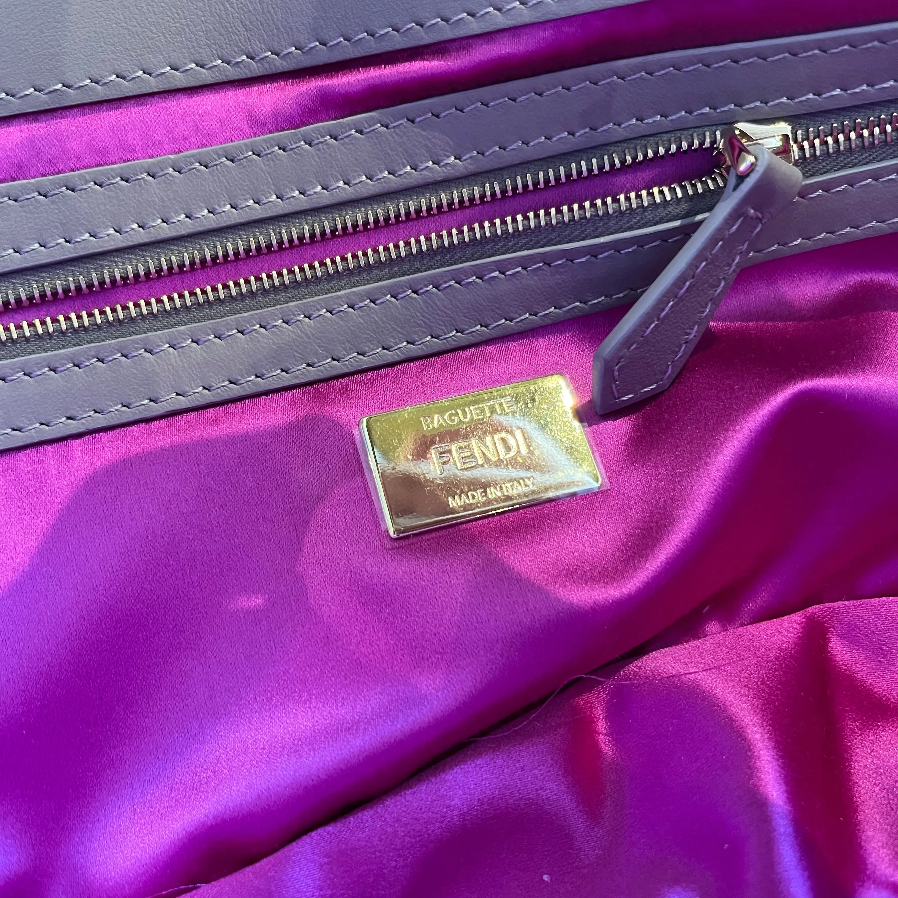 FENDI Tortora Sequin Paillettes Vitello Grace Sex and the City Baguette