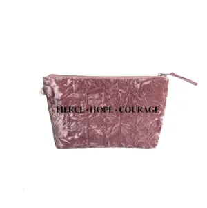 Fierce Hope Courage Clutch Bag- Black Glitter on Petal Pink Velvet