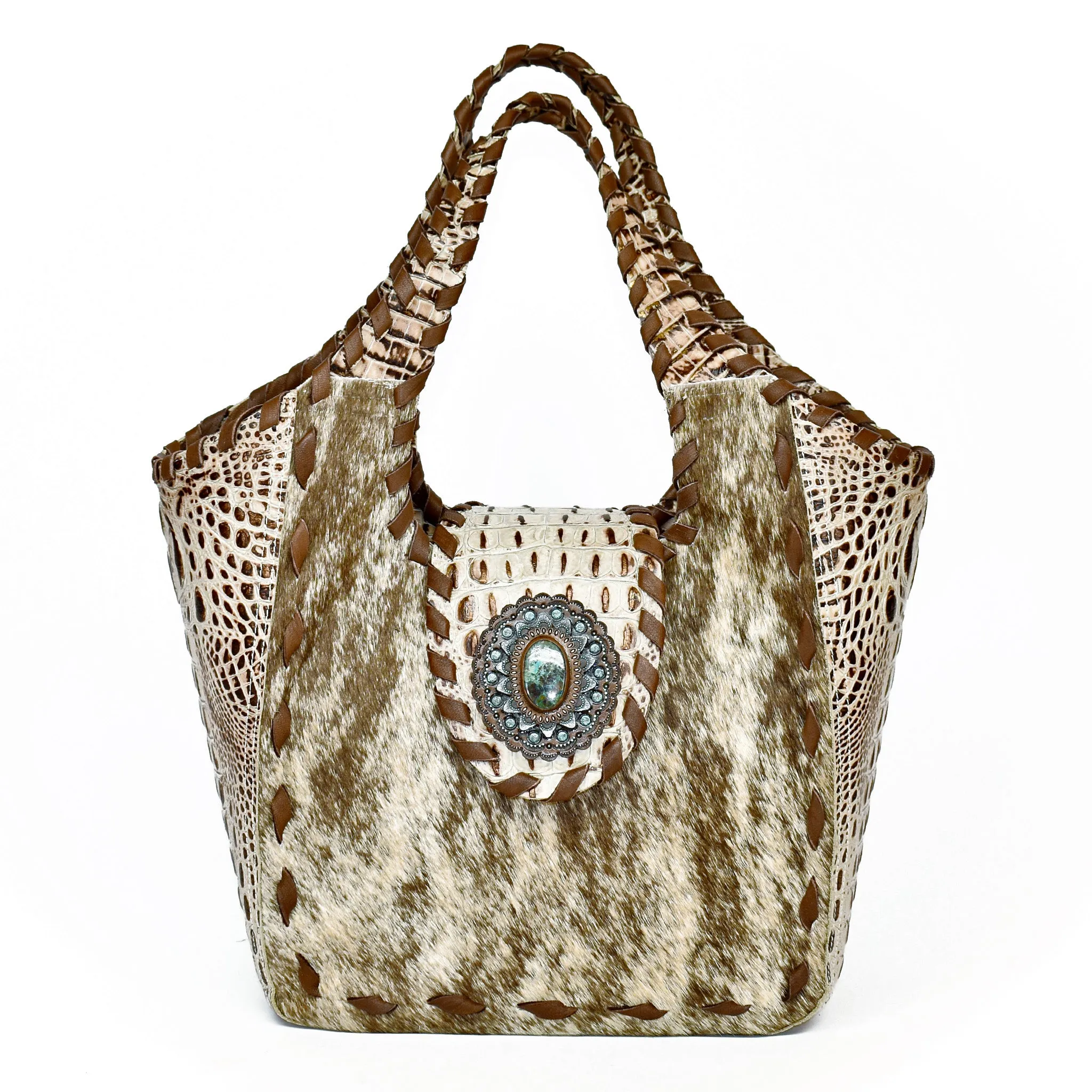 Genuine Cowhide Leather Bag - The Cowgirl Tote I