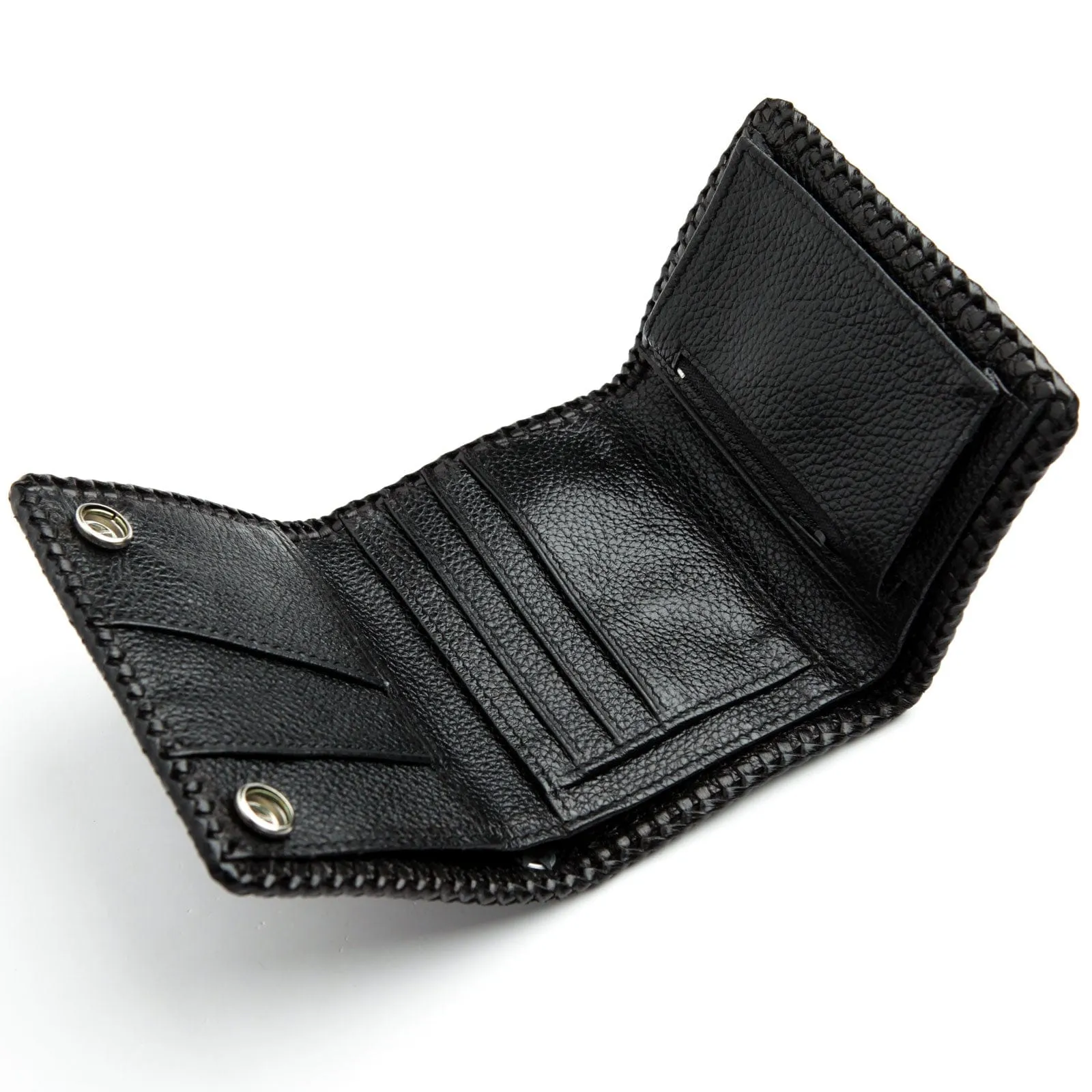 Genuine Red Stingray Skin Leather Cross Biker Wallet