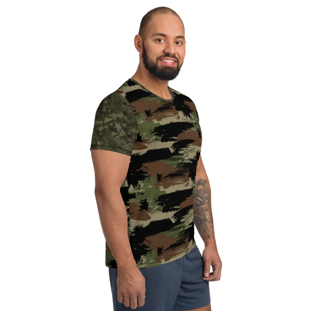 Green and Brown Camo Men's Athletic T-shirt