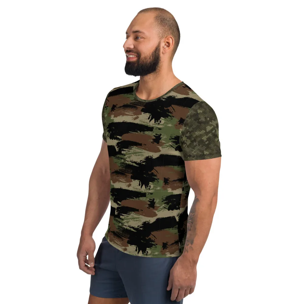 Green and Brown Camo Men's Athletic T-shirt