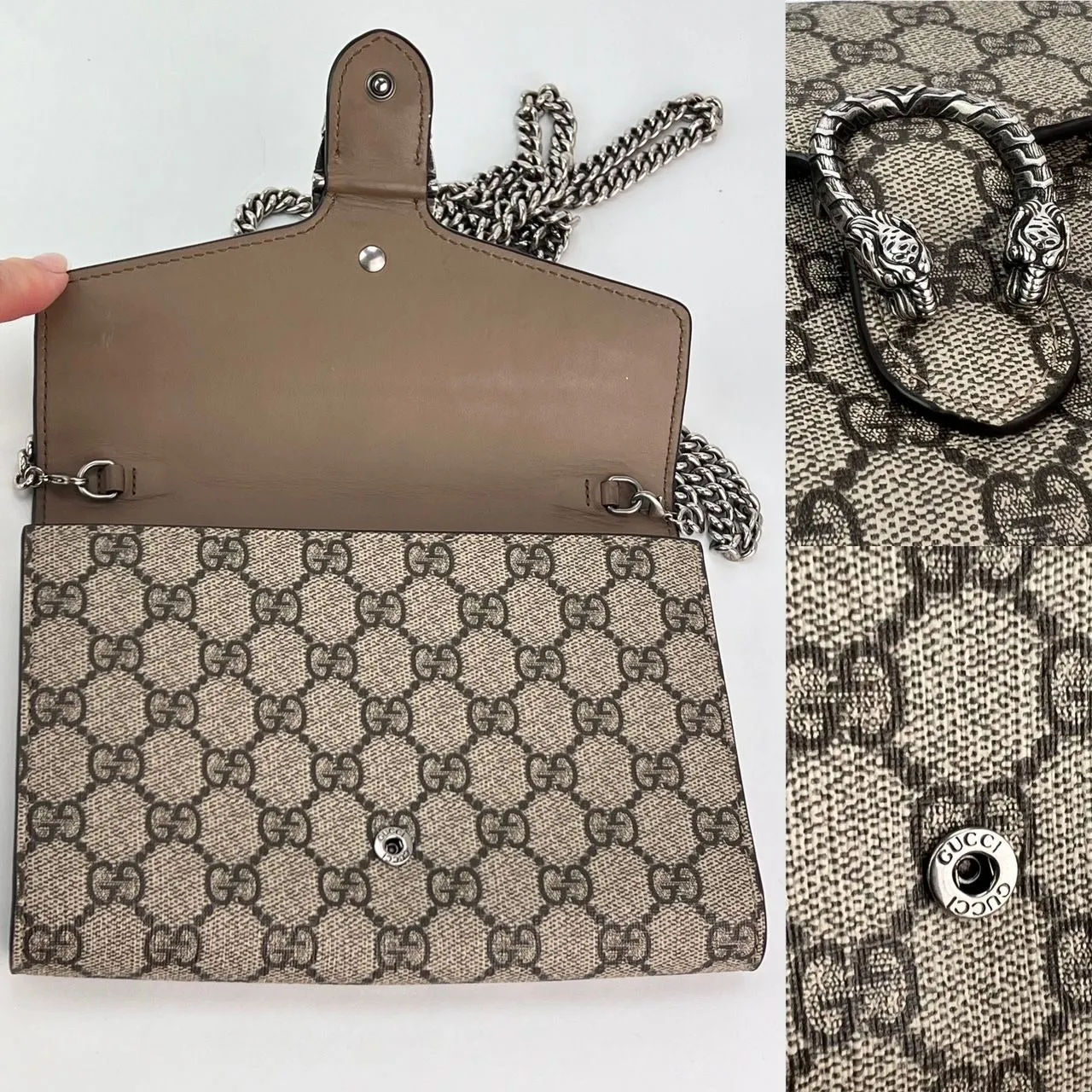 Gucci Dionysus GG Supreme Chain Wallet Clutch Bag