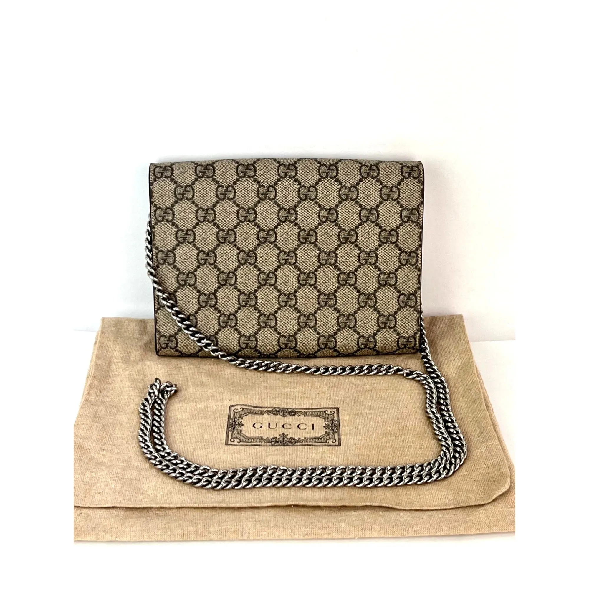 Gucci Dionysus GG Supreme Chain Wallet Clutch Bag