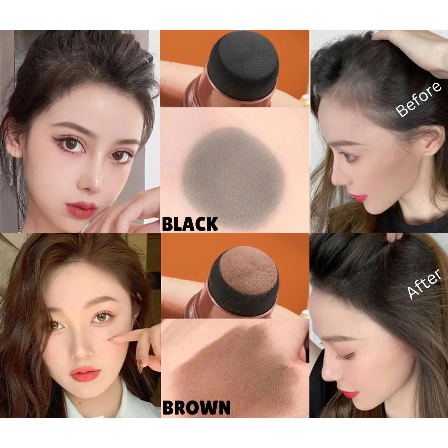 Hairline Powder, Hair Root Dye, Hair Loss Concealer, Quickly Fix Hair Roots, Hair Line Shadow Powder Cover Grey Hair, Hair Color Touch-Up, Men Women Thin Hair Mascara, Hairline Powder Stick Dark Brown