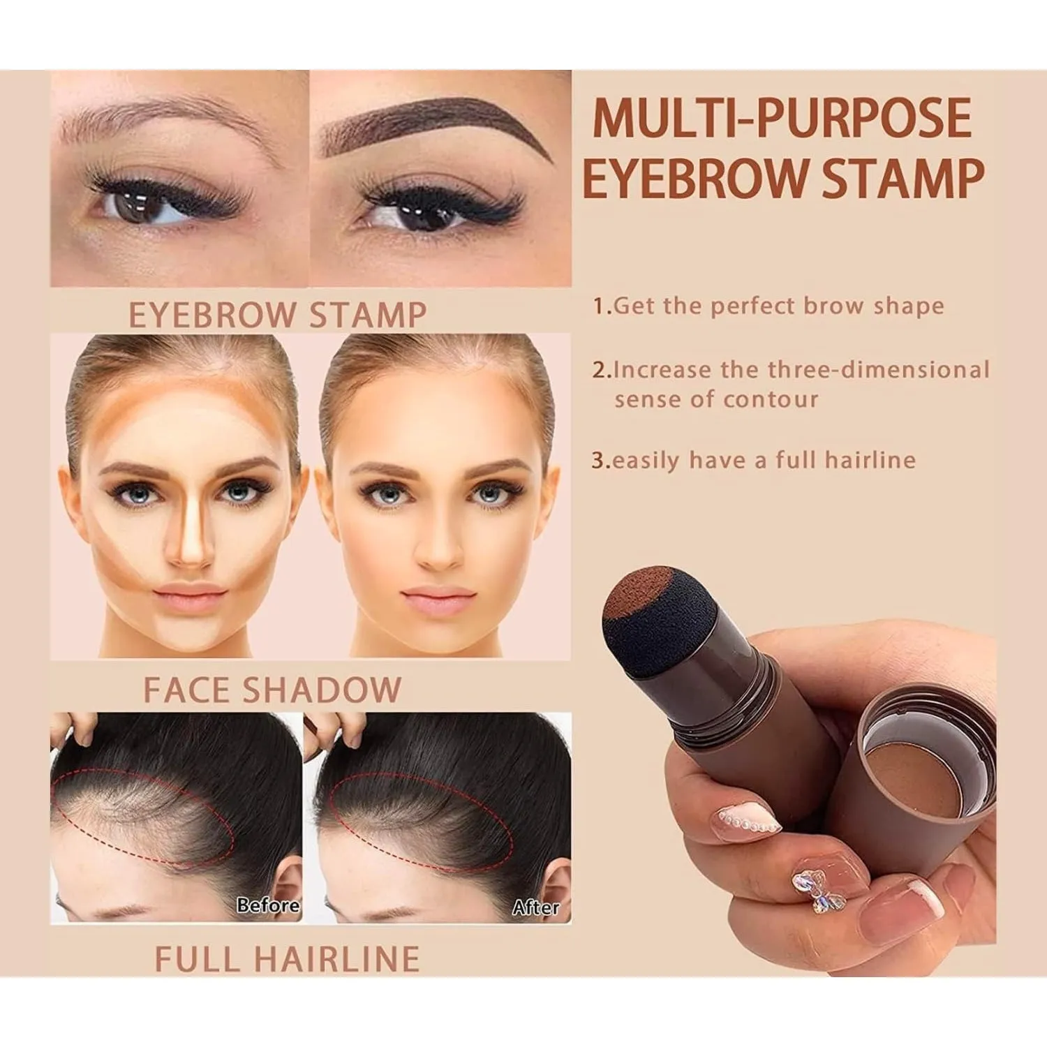 Hairline Powder, Hair Root Dye, Hair Loss Concealer, Quickly Fix Hair Roots, Hair Line Shadow Powder Cover Grey Hair, Hair Color Touch-Up, Men Women Thin Hair Mascara, Hairline Powder Stick Dark Brown