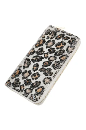 HDG2684 - LEOPARD PRINTED LEATHER SINGLE ZIPPER WALLET