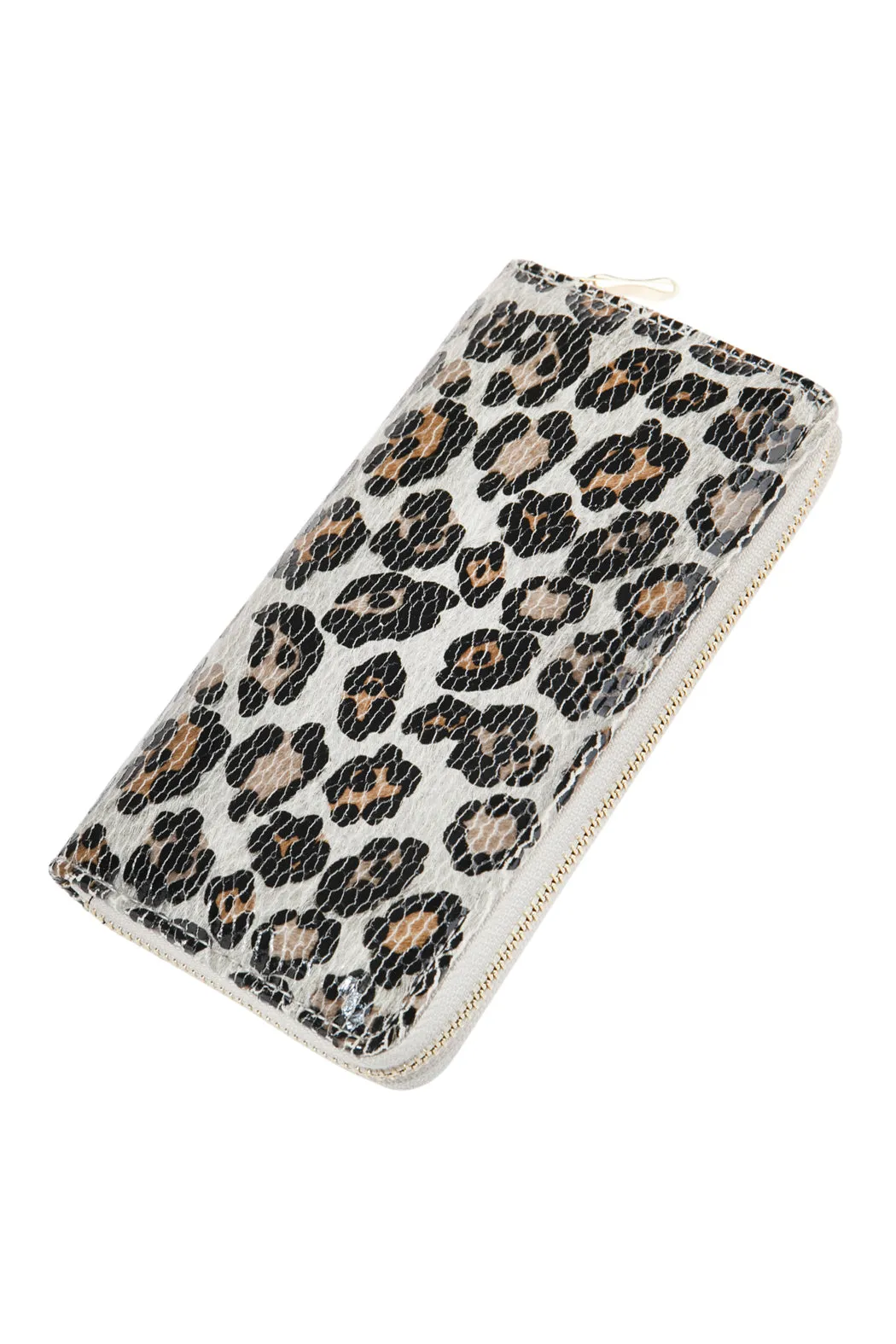 HDG2684 - LEOPARD PRINTED LEATHER SINGLE ZIPPER WALLET