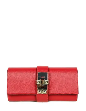 Hermes NEW Red Chevre Leather 23cm Medor Clutch Bag PHW