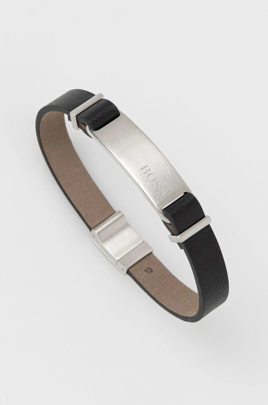 Hugo Boss Jewellery Men's Black Leather Urbanite Bracelet 1580044M