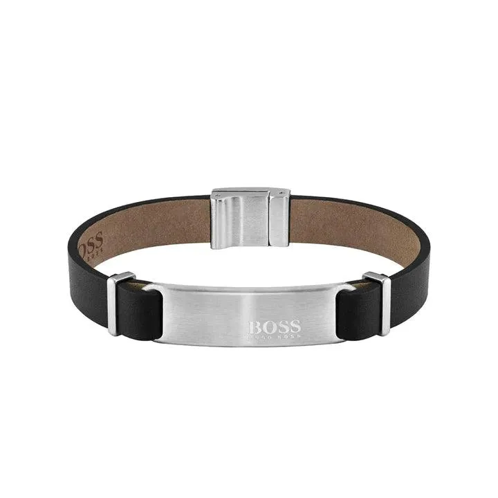 Hugo Boss Jewellery Men's Black Leather Urbanite Bracelet 1580044M