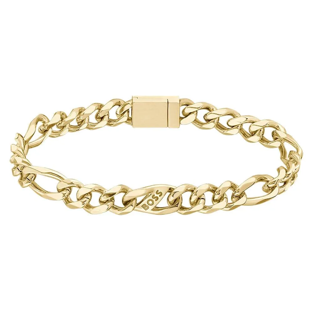Hugo Boss Jewellery Men's Rian Logo Link Gold IP Bracelet 1580614M