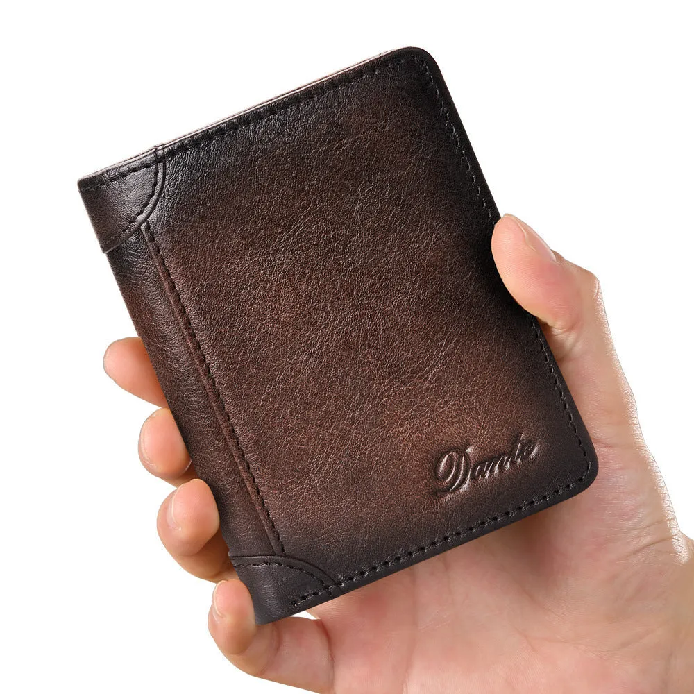 INSTOCK-Cowhide men's wallet RFID anti-theft card