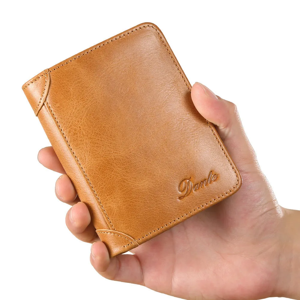 INSTOCK-Cowhide men's wallet RFID anti-theft card