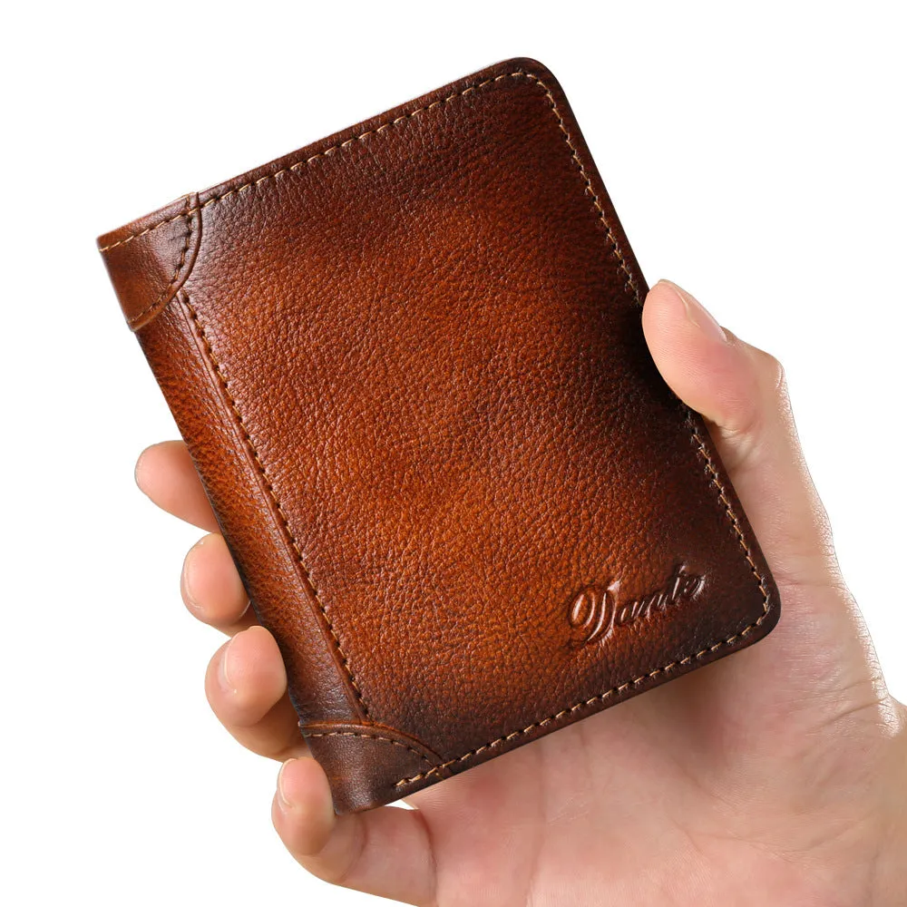 INSTOCK-Cowhide men's wallet RFID anti-theft card