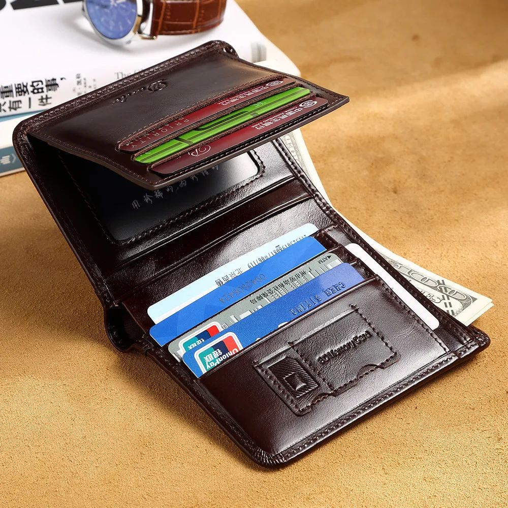 INSTOCK-Cowhide men's wallet RFID anti-theft card
