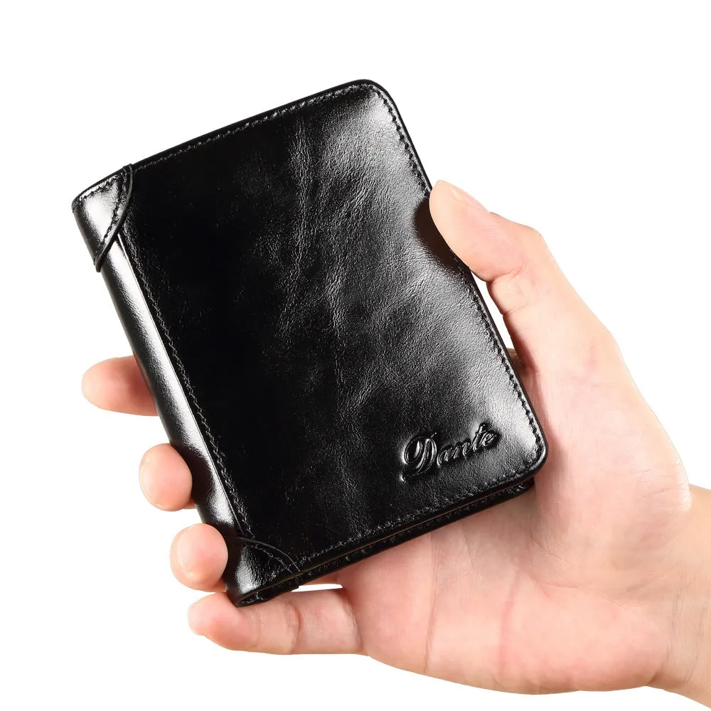 INSTOCK-Cowhide men's wallet RFID anti-theft card