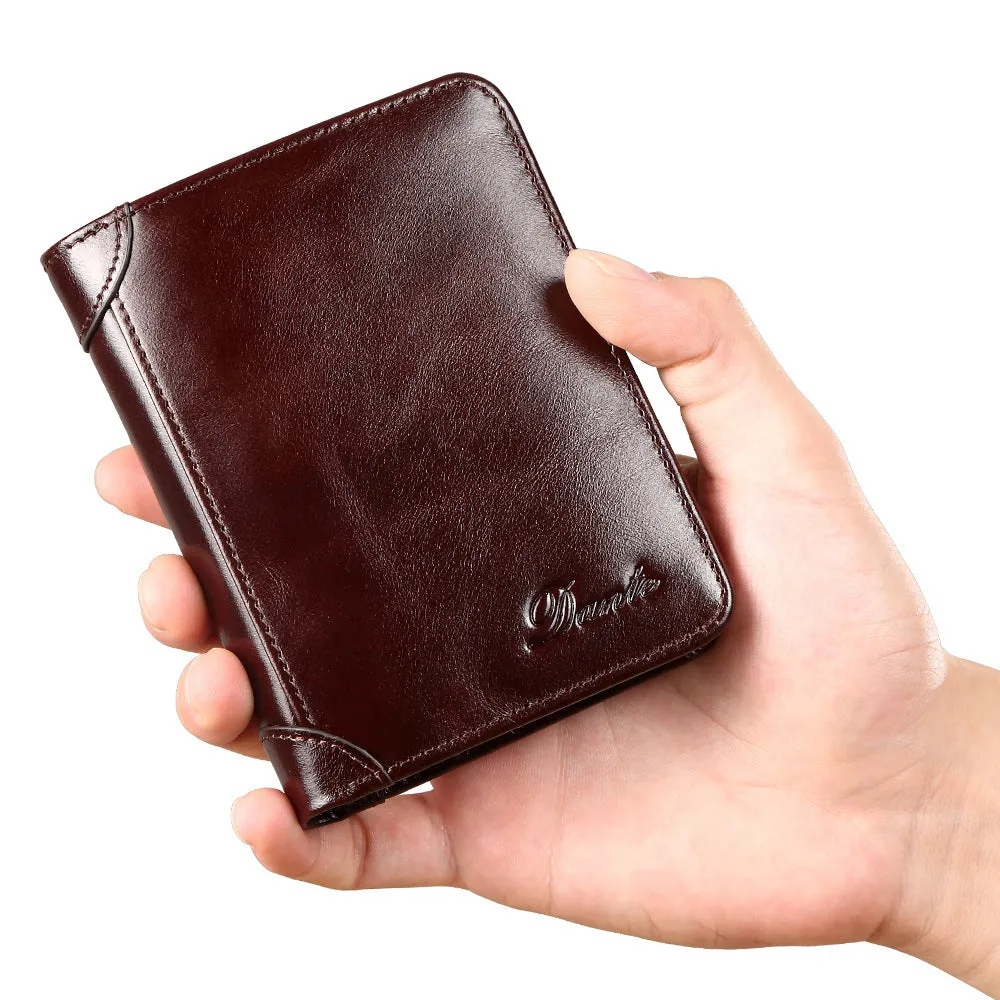 INSTOCK-Cowhide men's wallet RFID anti-theft card