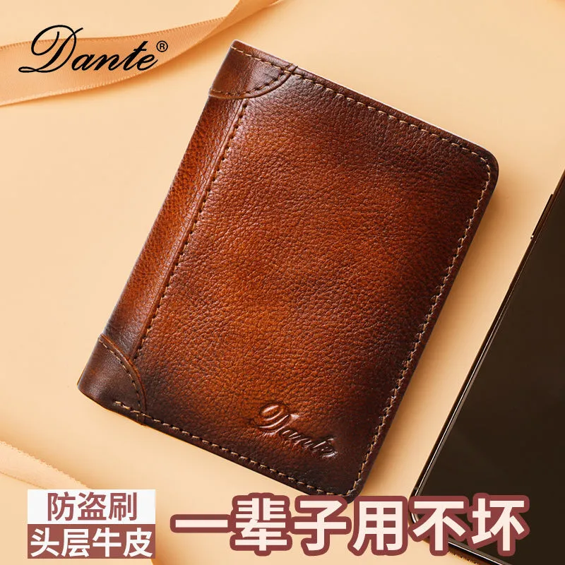 INSTOCK-Men's cowhide leather RFID anti-theft brush driver's