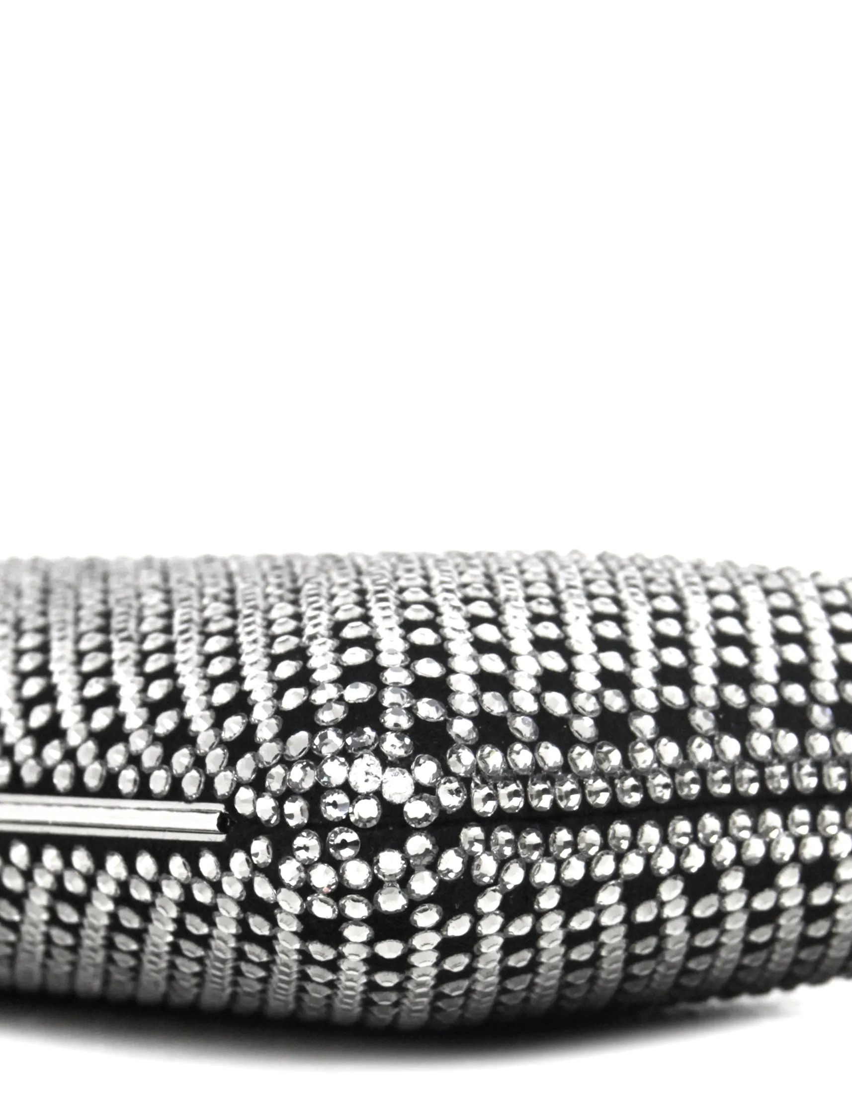 Jimmy Choo Back/ Grey Ellipse Crystal-Embellished Clutch /Shoulder Bag